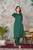 Astonishing Teal Green Embroidery Work Gajji Silk Kurti With Pant