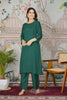 Astonishing Teal Green Embroidery Work Gajji Silk Kurti With Pant