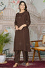 Dazzling Dark Brown Embroidery Work Gajji Silk Kurti With Pant