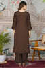 Dazzling Dark Brown Embroidery Work Gajji Silk Kurti With Pant