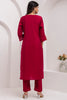 Fabulous Maroon Floral Embroidery Viscose Silk Festival Wear Pant Suit