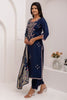 Spectacular Navy-Blue Embroidered Viscose Silk Event Wear Pant Suit
