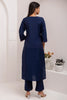 Spectacular Navy-Blue Embroidered Viscose Silk Event Wear Pant Suit