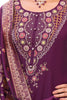Stunning Purple Embroidery Work Viscose Silk Function Wear Pant Suit