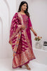 Majestic Magenta Color Zari Weaving Jacquard Silk Event Wear Pant Suit