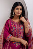 Majestic Magenta Color Zari Weaving Jacquard Silk Event Wear Pant Suit