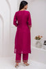 Majestic Magenta Color Zari Weaving Jacquard Silk Event Wear Pant Suit