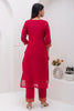 Incredible Red Zari Weaving Jacquard Silk Festival Wear Pant Suit