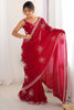 Classy Pink Sequins Work Satin Function Wear Saree With Blouse