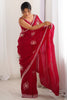 Classy Pink Sequins Work Satin Function Wear Saree With Blouse