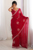 Classy Pink Sequins Work Satin Function Wear Saree With Blouse