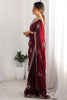 Ravishing Wine Color Sequins Work Satin Party Wear Saree With Blouse