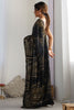 Alluring Black Sequins Work Georgette Party Wear Saree With Blouse