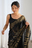 Alluring Black Sequins Work Georgette Party Wear Saree With Blouse