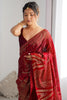 Captivating Maroon Sequins Work Georgette Reception Wear Saree