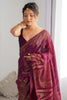 Pretty Wine Sequins Work Georgette Engagement Wear Saree With Blouse