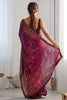 Pretty Wine Sequins Work Georgette Engagement Wear Saree With Blouse