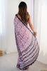 Beautiful Pink Digital Printed Chinon Party Wear Saree With Blouse