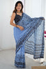 Alluring Blue Digital Printed Chinon Event Wear Saree With Blouse