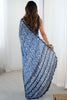 Alluring Blue Digital Printed Chinon Event Wear Saree With Blouse