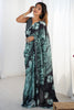 Delightful Black Digital Printed Chinon Festival Wear Saree With Blouse
