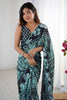 Delightful Black Digital Printed Chinon Festival Wear Saree With Blouse