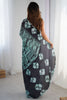 Delightful Black Digital Printed Chinon Festival Wear Saree With Blouse