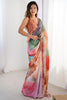 Enjoyable Multi-Color Digital Printed Chinon Cocktail Party Wear Saree