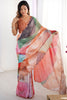 Enjoyable Multi-Color Digital Printed Chinon Cocktail Party Wear Saree