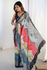 Enjoyable Multi-Color Digital Printed Chinon Saree With Blouse