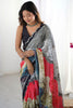 Enjoyable Multi-Color Digital Printed Chinon Saree With Blouse