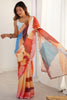Adorable Multi-Color Printed Chinon Function Wear Saree With Blouse