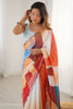 Adorable Multi-Color Printed Chinon Function Wear Saree With Blouse