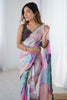 Lovable Multi-Color Printed Chinon Reception Wear Saree With Blouse