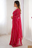Beautiful Pink Beads Work Chiffon Reception Wear Saree With Blouse