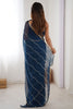 Gorgeous Blue Sequins Chiffon Event Wear Saree With Blouse
