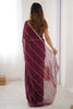 Shocking Wine Sequins Chiffon Reception Wear Saree With Blouse