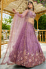 Beautiful Purple Sequins Satin Engagement Lehenga Choli With Dupatta