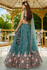 Ravishing Sea-Green Sequins Satin Reception Lehenga Choli With Dupatta