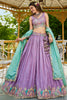 Stunning Lavender Sequins Satin Wedding Wear Lehenga Choli With Dupatta