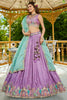 Stunning Lavender Sequins Satin Wedding Wear Lehenga Choli With Dupatta