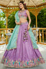 Stunning Lavender Sequins Satin Wedding Wear Lehenga Choli With Dupatta