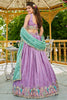Stunning Lavender Sequins Satin Wedding Wear Lehenga Choli With Dupatta