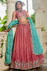 Astonishing Pink Sequins Satin Reception Wear Lehenga Choli With Dupatta