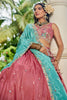 Astonishing Pink Sequins Satin Reception Wear Lehenga Choli With Dupatta
