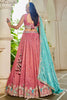 Astonishing Pink Sequins Satin Reception Wear Lehenga Choli With Dupatta