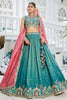 Surprising Sea-Green Sequins Satin Designer Lehenga Choli With Dupatta
