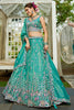 Delightful Sea-Green Sequins Tissue Silk Bridesmaid Lehenga Choli