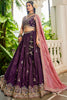 Enjoyable Burgundy Embroidered Tissue Silk Bridesmaid Lehenga Choli