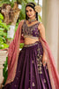 Enjoyable Burgundy Embroidered Tissue Silk Bridesmaid Lehenga Choli